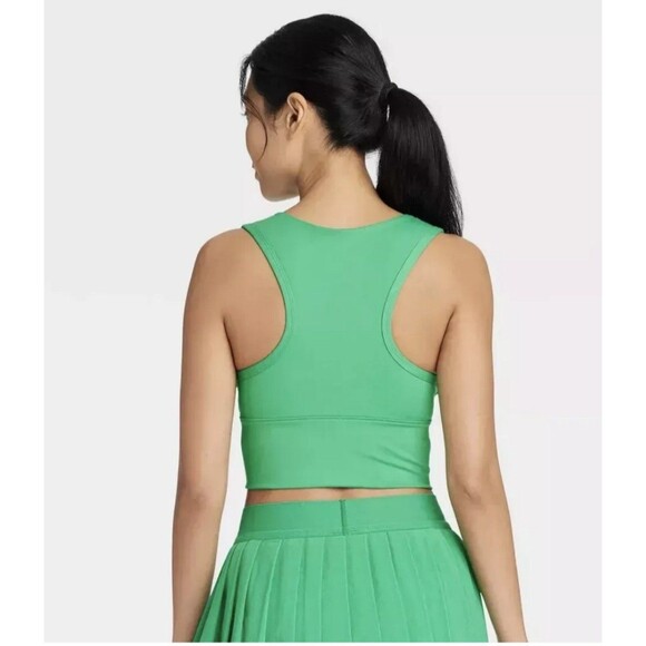 All in Motion Medium Support Muscle Cropped Sports Bra Vibrant Green XS - Picture 2 of 7